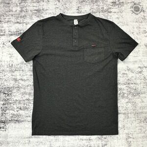 Snap-On Tools Men's Henley Shirt Charcoal Gray Short Sleeve Pocket Size Large